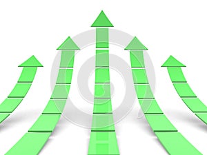 Rising green arrows 3D