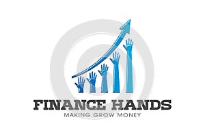 Rising Hands in Business Bar Profit Vector illustration