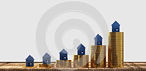 Rising house prices 3d-illustration