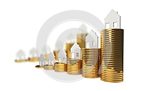 Rising house prices 3D illustration