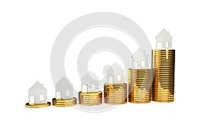 Rising house prices 3D illustration