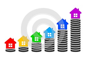 Rising house prices icon - vector