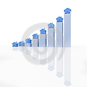 Rising housemarket graph on white