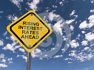 Rising interest rates ahead traffic sign