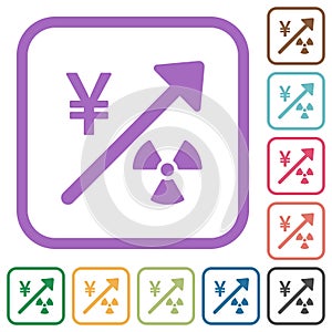 Rising nuclear energy japanese Yen prices simple icons