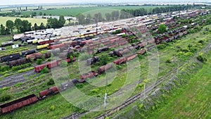 Rising over train depot near Ploiesti City , Romania