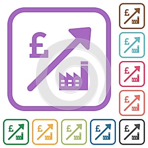 Rising power plant english Pound prices simple icons