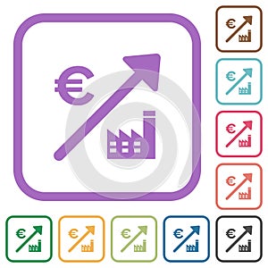 Rising power plant european Euro prices simple icons