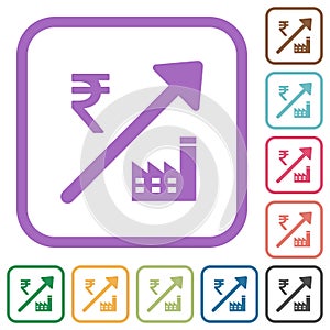 Rising power plant Indian Rupee prices simple icons