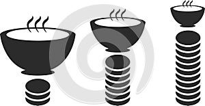 Rising price for food icon, High price, Food price hike black vector icon.