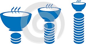 Rising price for food icon, High price, Food price hike blue vector icon.