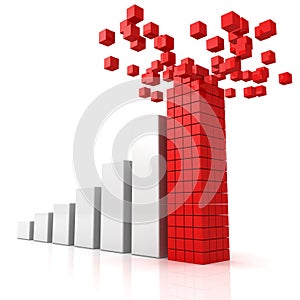 Rising profit graph with building red top leader