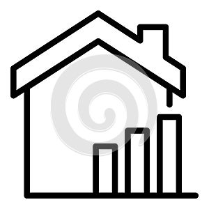 Rising real estate prices icon, outline style