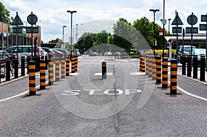 Rising retractable traffic bollards STOP