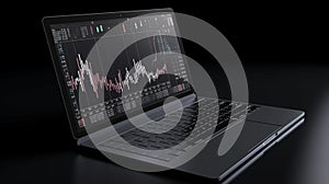 Rising sales graph inside with laptop in modern style. Business financial investment. Business management. Marketing