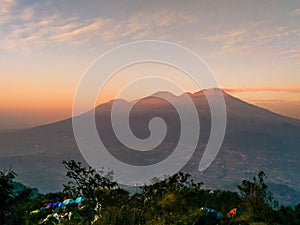 The rising of the sun over the mountains