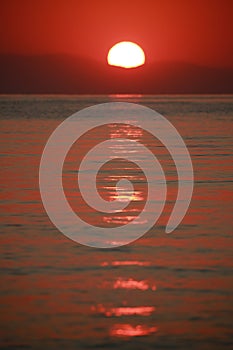 Rising Sun. Sunrise on the Mediterranean Sea. Kemer, Turkey