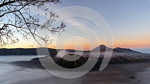 Rising Sunrise on Eastern Horizon at Bromo Mountain