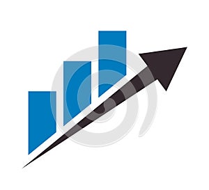 Rising up statistic bar business logo vector illustration