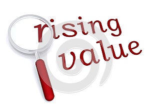 Rising value with magnifiying glass