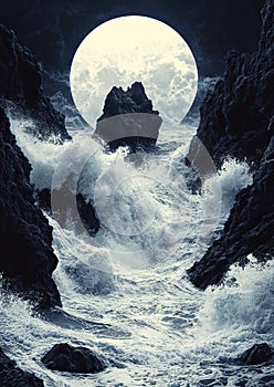 Rising Waves Against the Rocks