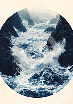 Rising Waves Against the Rocks