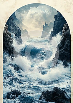 Rising Waves Against the Rocks