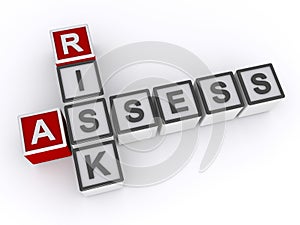risk assess word block on white