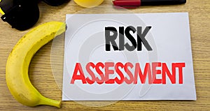 Risk Assessment. Business concept for Safety Danger Analyze written on sticky note empty paper, wooden background with copy space,