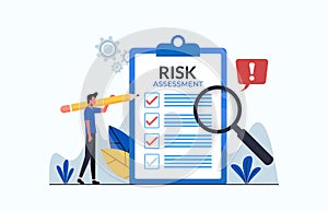 Risk assessment concept with form and magnifier vector illustration