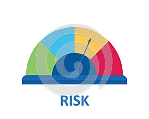 Risk assessment concept icon with bar gauge speedometer with modern flat style