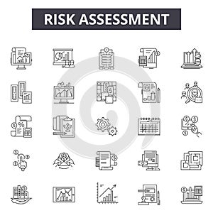 Risk assessment line icons, signs, vector set, outline illustration concept