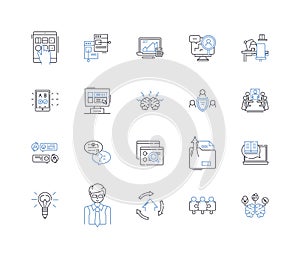 Risk assessment line icons collection. Vulnerability, Consequences, Hazard, Threat, Probability, Mitigation, Inherent photo