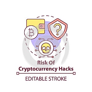 Risk of cryptocurrency hacks concept icon
