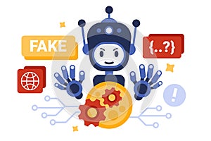 Risk and danger of fake news creation with AI, machine learning and misinformation photo