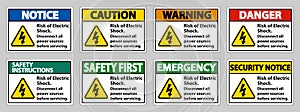 Risk of electric shock Symbol Sign Isolate on White Background