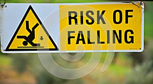 Risk of falling sign