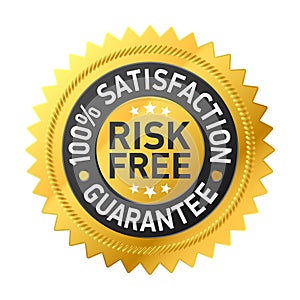 Risk-free guarantee label photo