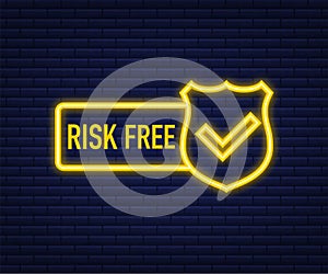Risk free, guarantee label on dark background. Vector illustration.