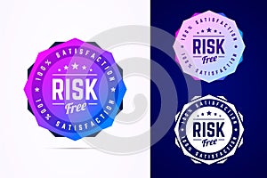Risk free round badge. Vector sign in trendy gradient style.