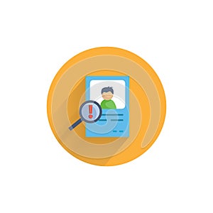 risk IDENTIFY ICON. Identity card flat icon with long shadow. risk IDENTIFY flat icon