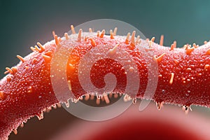 Risk of infection illustrated with a micro insect parasite under microscope - contamination