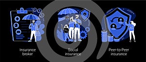 Risk insurance abstract concept vector illustrations.