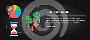Risk investment, banner internet with icons in vector