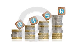 Risk investment concept with coins pillars