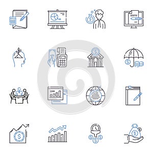 Risk Investment line icons collection. volatility, speculation, uncertainty, return, loss, diversification, leverage