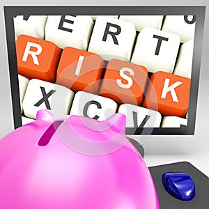 Risk Keys On Monitor Showing Investment Risks