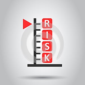 Risk level icon in flat style. Result vector illustration on white isolated background. Assessment business concept