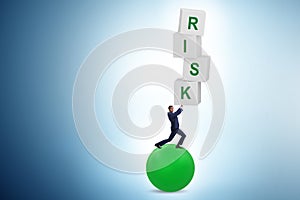 Risk management concept with balancing businessman