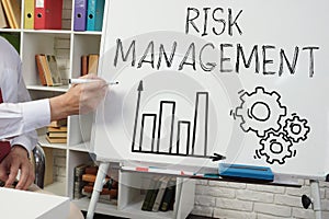 Risk management concept is shown using the text